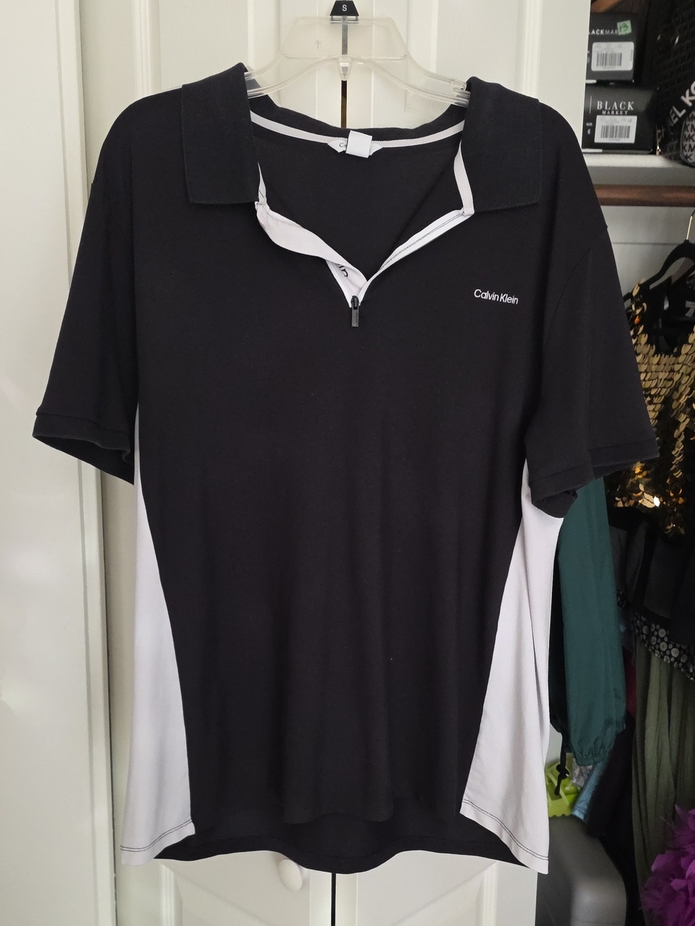Calvin Klein Black Polo with White Side Panels Sz xxl